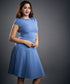 Low Waist Pleated Blue Formal Dress